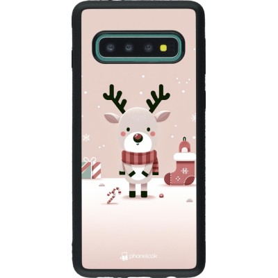 Coque Samsung Galaxy S10 - Silicone rigide noir Noël 2023 Choupinette Renne