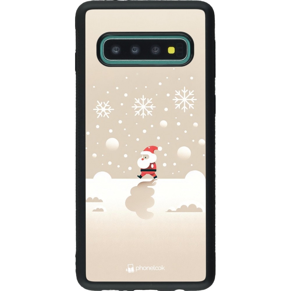 Coque Samsung Galaxy S10 - Silicone rigide noir Noël 2023 Minimalist Santa