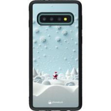 Coque Samsung Galaxy S10 - Silicone rigide noir Noël 2023 Petit Père Flocon