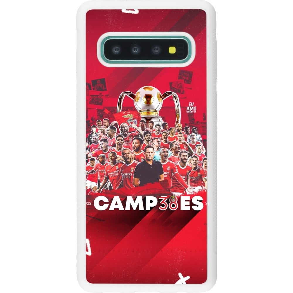 Coque Samsung Galaxy S10 - Silicone rigide blanc Benfica Campeoes 2023