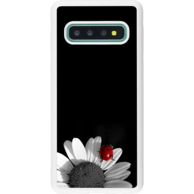 Coque Samsung Galaxy S10 - Silicone rigide blanc Black and white Cox