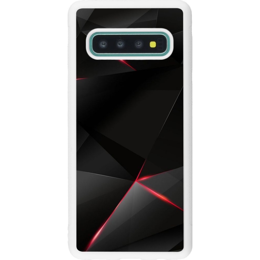 Coque Samsung Galaxy S10 - Silicone rigide blanc Black Red Lines