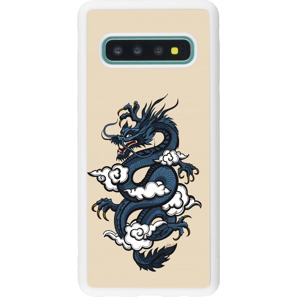 Coque Samsung Galaxy S10 - Silicone rigide blanc Blue Dragon Tattoo