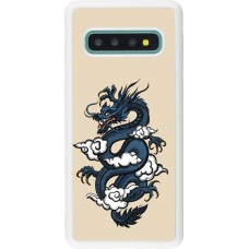 Coque Samsung Galaxy S10 - Silicone rigide blanc Blue Dragon Tattoo