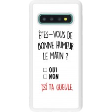 Coque Samsung Galaxy S10 - Silicone rigide blanc Bonne humeur matin