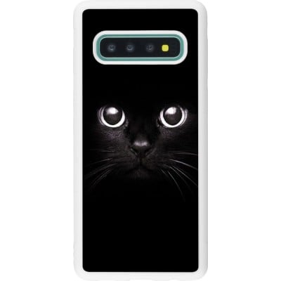 Coque Samsung Galaxy S10 - Silicone rigide blanc Cat eyes