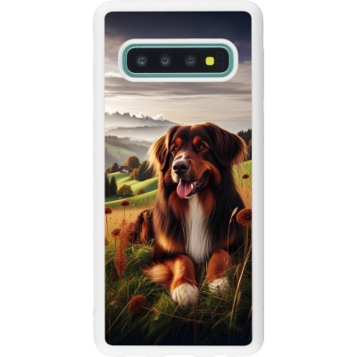 Coque Samsung Galaxy S10 - Silicone rigide blanc Chien Campagne Suisse