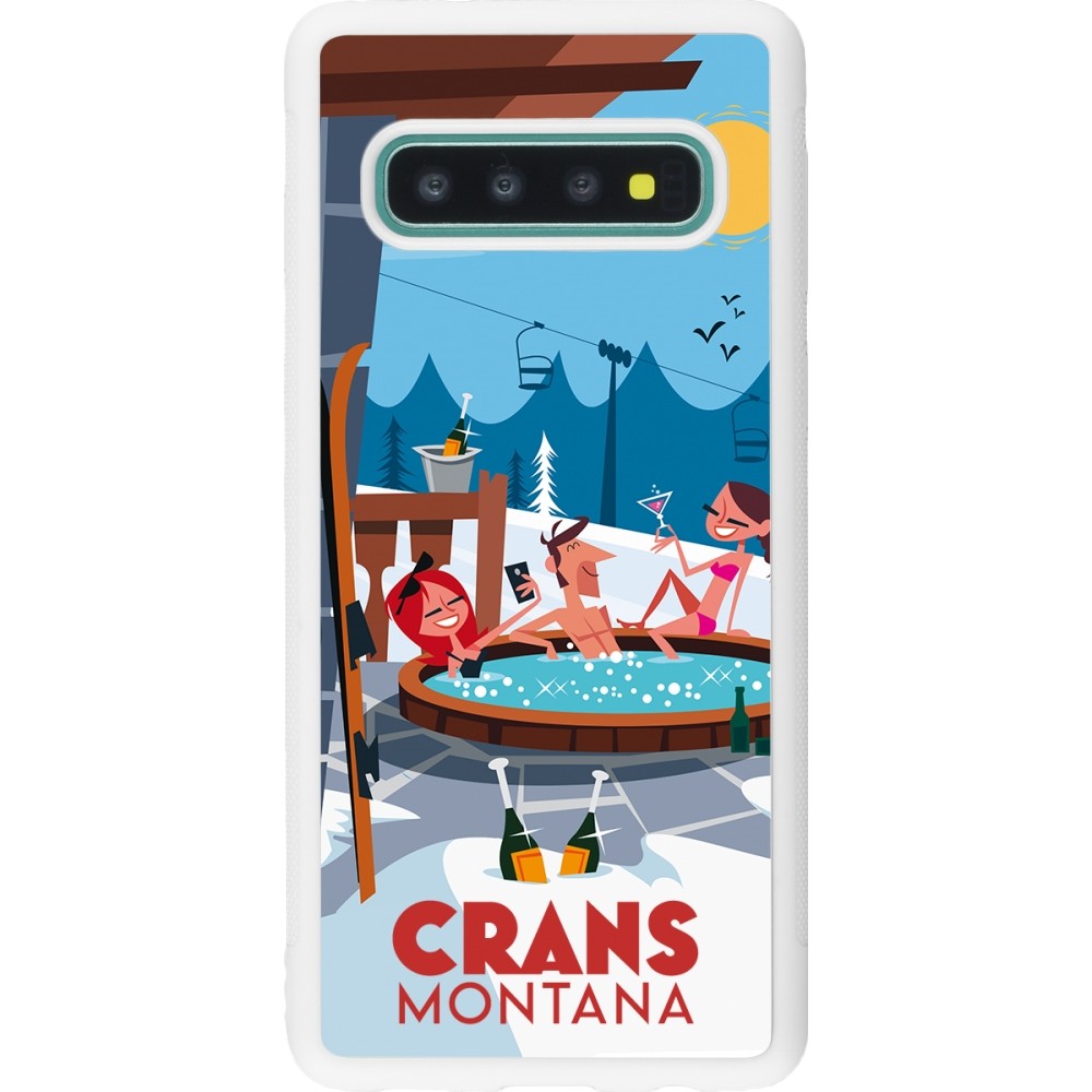 Coque Samsung Galaxy S10 - Silicone rigide blanc Crans-Montana Mountain Jacuzzi