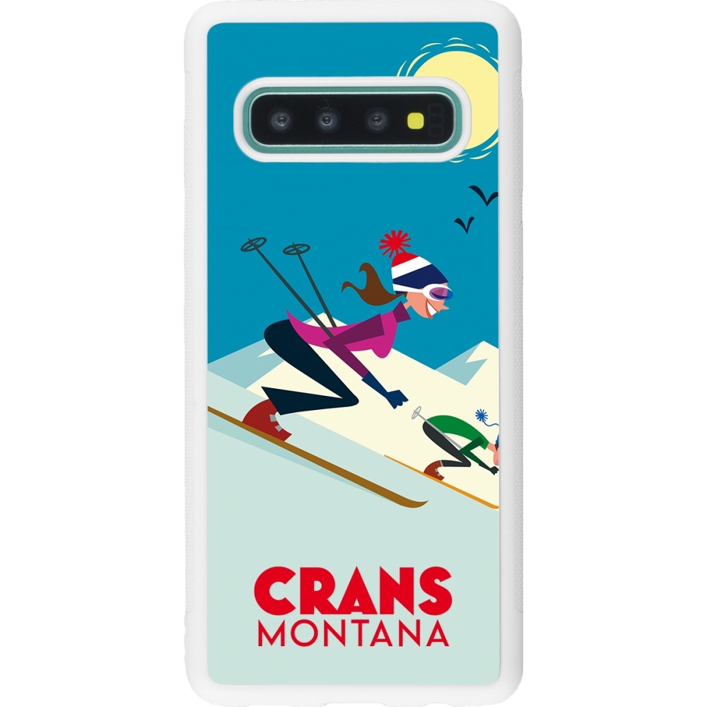 Coque Samsung Galaxy S10 - Silicone rigide blanc Crans-Montana Ski Downhill