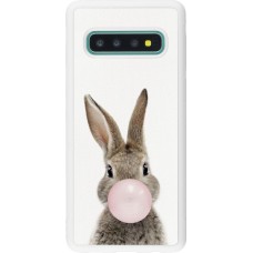 Coque Samsung Galaxy S10 - Silicone rigide blanc Easter 2023 bubble gum bunny