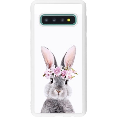 Coque Samsung Galaxy S10 - Silicone rigide blanc Easter 2023 flower bunny