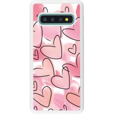 Coque Samsung Galaxy S10 - Silicone rigide blanc Easter 2023 pink hearts