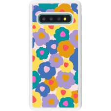 Coque Samsung Galaxy S10 - Silicone rigide blanc Easter 2024 flower power