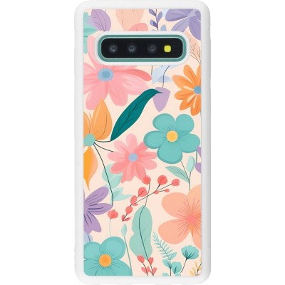 Coque Samsung Galaxy S10 - Silicone rigide blanc Easter 2024 spring flowers