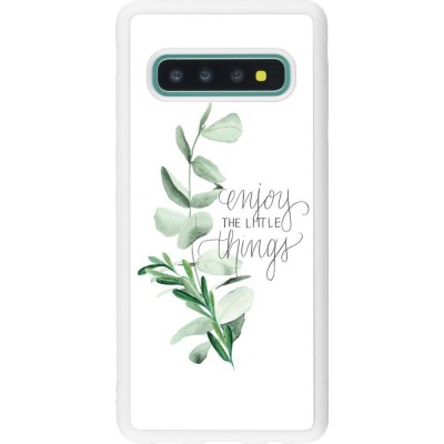 Coque Samsung Galaxy S10 - Silicone rigide blanc Enjoy the little things