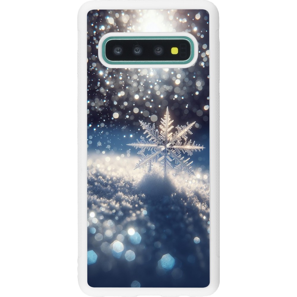 Coque Samsung Galaxy S10 - Silicone rigide blanc Flocon Solaire Éclat