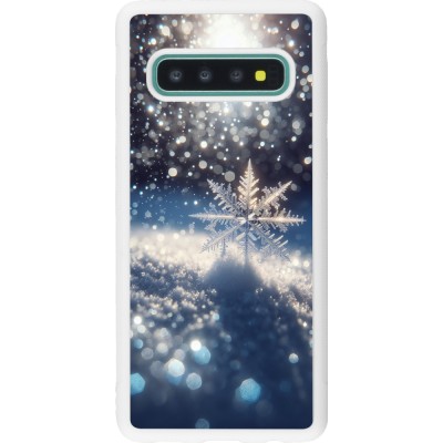 Coque Samsung Galaxy S10 - Silicone rigide blanc Flocon Solaire Éclat