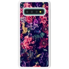 Coque Samsung Galaxy S10 - Silicone rigide blanc Flowers Dark