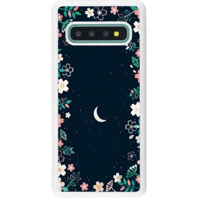 Coque Samsung Galaxy S10 - Silicone rigide blanc Flowers space