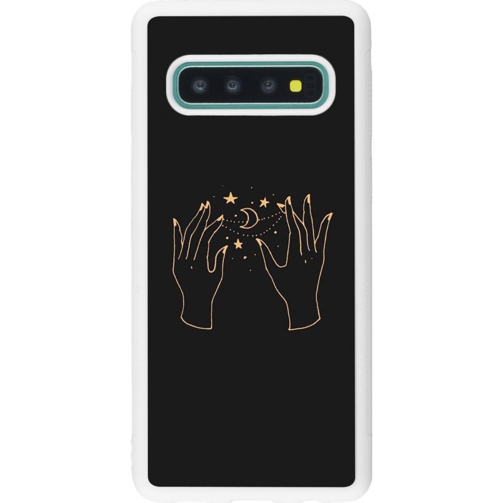 Coque Samsung Galaxy S10 - Silicone rigide blanc Grey magic hands