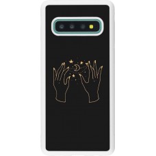 Coque Samsung Galaxy S10 - Silicone rigide blanc Grey magic hands