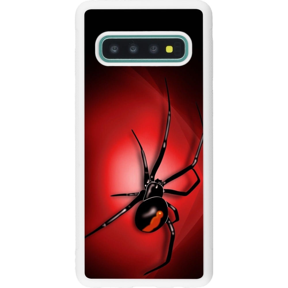 Coque Samsung Galaxy S10 - Silicone rigide blanc Halloween 2023 spider black widow