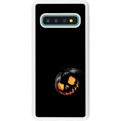 Coque Samsung Galaxy S10 - Silicone rigide blanc Halloween 2023 discreet pumpkin