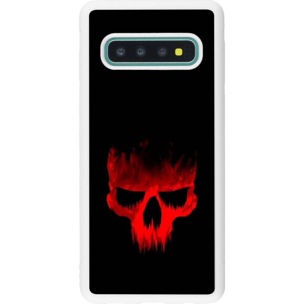 Coque Samsung Galaxy S10 - Silicone rigide blanc Halloween 2023 scary skull