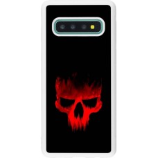 Coque Samsung Galaxy S10 - Silicone rigide blanc Halloween 2023 scary skull