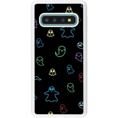 Coque Samsung Galaxy S10 - Silicone rigide blanc Halloween 2024 colorful ghosts