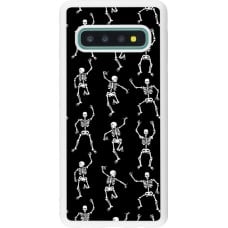 Coque Samsung Galaxy S10 - Silicone rigide blanc Halloween 2024 dancing skeleton