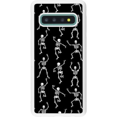 Coque Samsung Galaxy S10 - Silicone rigide blanc Halloween 2024 dancing skeleton