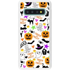 Coque Samsung Galaxy S10 - Silicone rigide blanc Halloween 2024 trick or treat