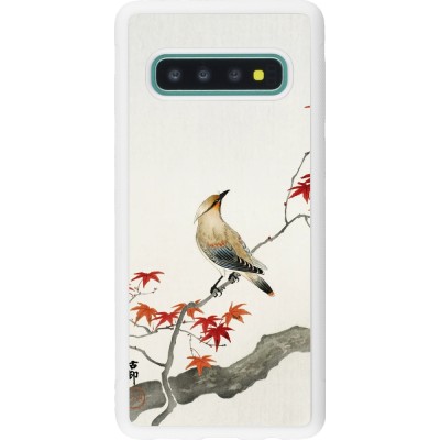 Coque Samsung Galaxy S10 - Silicone rigide blanc Japanese Bird