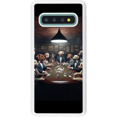 Coque Samsung Galaxy S10 - Silicone rigide blanc Les pokerdogs