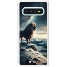 Coque Samsung Galaxy S10 - Silicone rigide blanc Le lion blanc