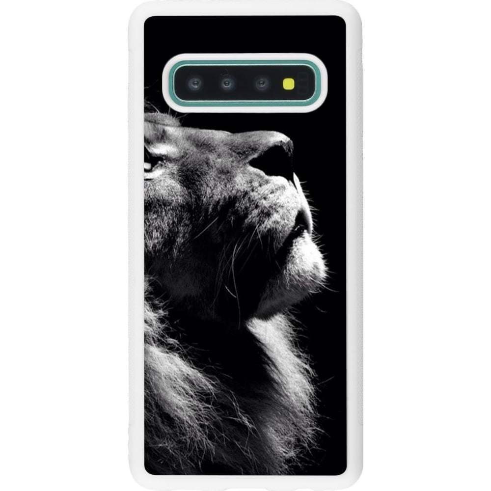 Coque Samsung Galaxy S10 - Silicone rigide blanc Lion looking up