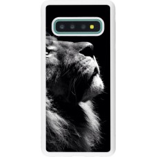 Coque Samsung Galaxy S10 - Silicone rigide blanc Lion looking up