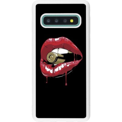 Coque Samsung Galaxy S10 - Silicone rigide blanc Lips bullet