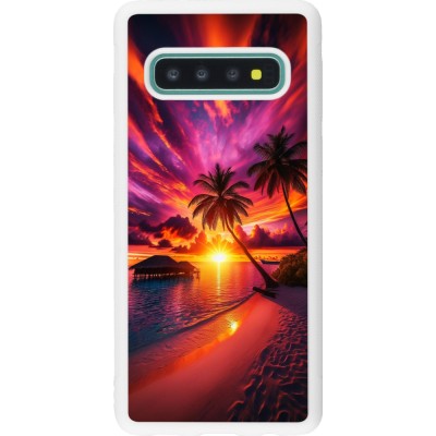 Coque Samsung Galaxy S10 - Silicone rigide blanc Maldives Dusk Bliss