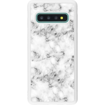 Coque Samsung Galaxy S10 - Silicone rigide blanc Marble 01