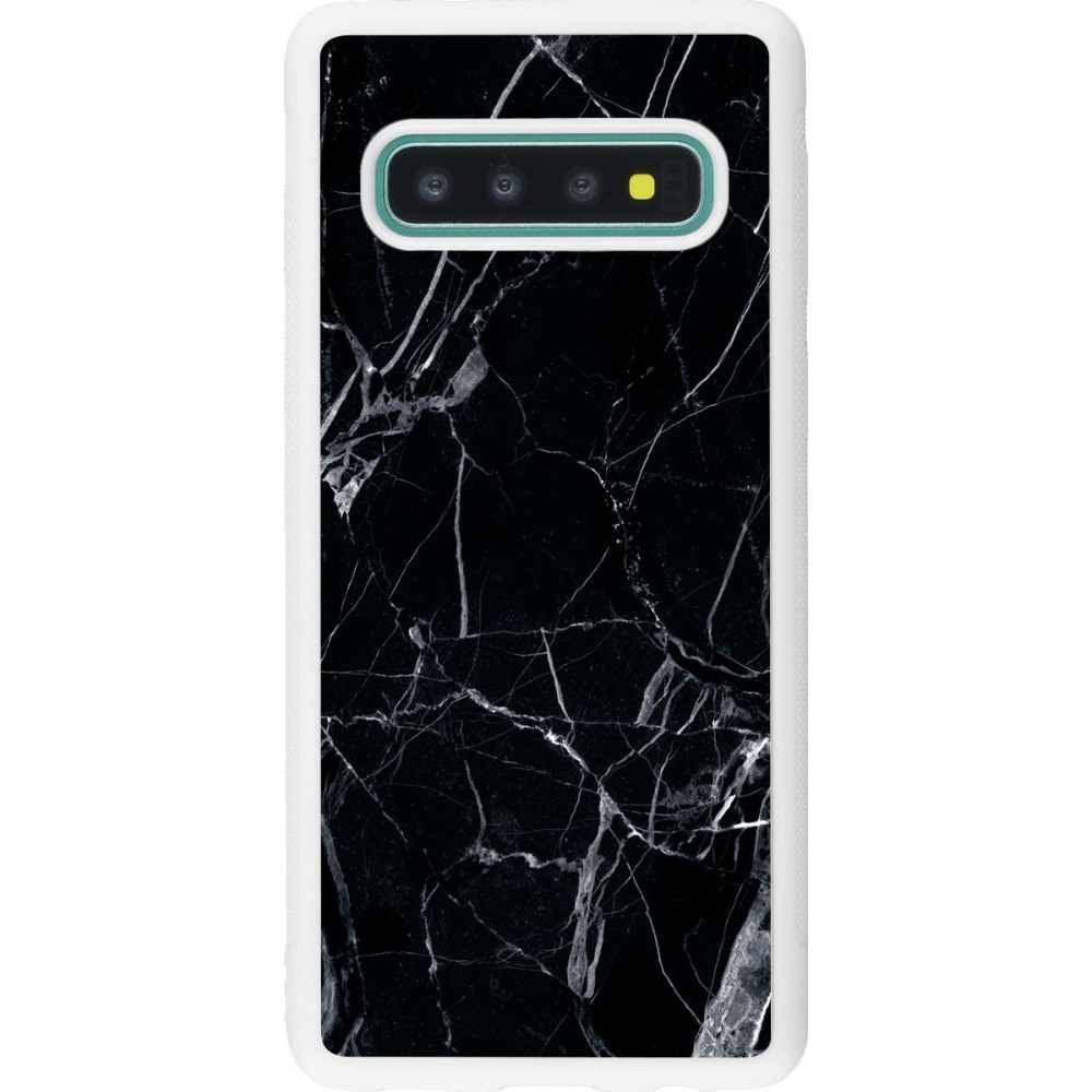 Coque Samsung Galaxy S10 - Silicone rigide blanc Marble Black 01