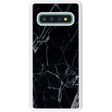 Coque Samsung Galaxy S10 - Silicone rigide blanc Marble Black 01