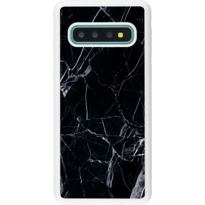 Coque Samsung Galaxy S10 - Silicone rigide blanc Marble Black 01