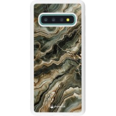 Coque Samsung Galaxy S10 - Silicone rigide blanc Marbre Olive