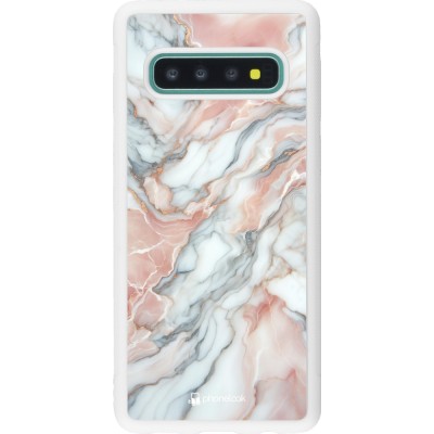 Coque Samsung Galaxy S10 - Silicone rigide blanc Marbre Rose Lumineux