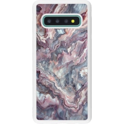 Coque Samsung Galaxy S10 - Silicone rigide blanc Marbre violette argentée