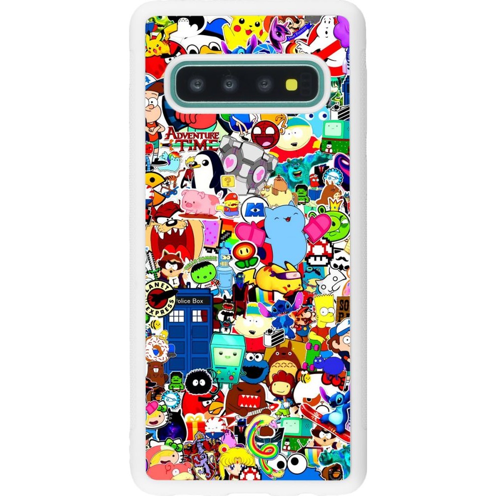 Coque Samsung Galaxy S10 - Silicone rigide blanc Mixed cartoons