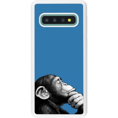 Coque Samsung Galaxy S10 - Silicone rigide blanc Monkey Pop Art