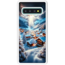 Coque Samsung Galaxy S10 - Silicone rigide blanc Mont Neige Lumière